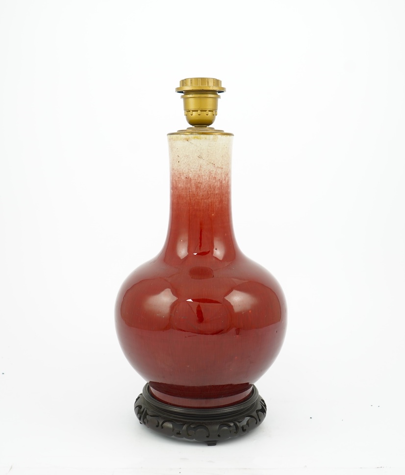 A Chinese Langyao bottle vase, 18th century, mounted as a lamp